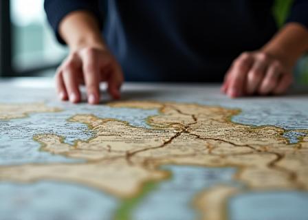 A person looking thoughtfully at a map, symbolizing a change in career direction.